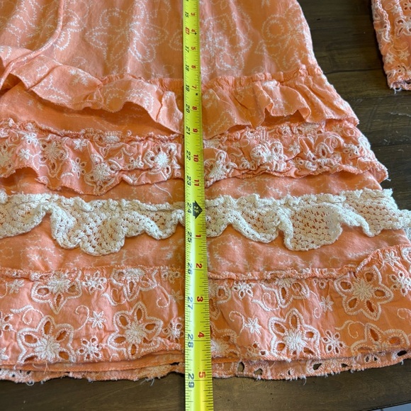 L&B Embroidered Eyelet Tiered Top Ruffle Flare Bell Sleeves XL XXL 3/4 Sleeve - Picture 7 of 9